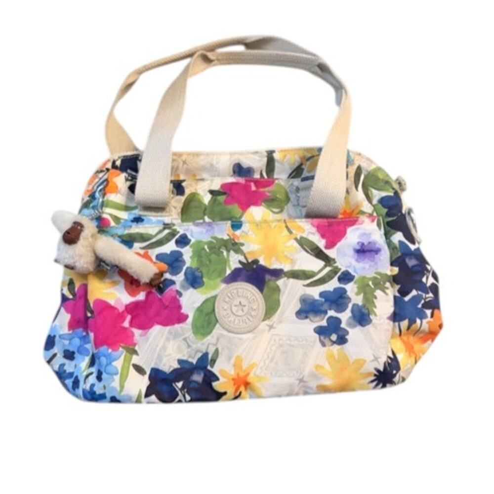 Kipling Felicity Floral Bag Flower Power Crossbody Shoulder Monkey Charm - Picture 2 of 10